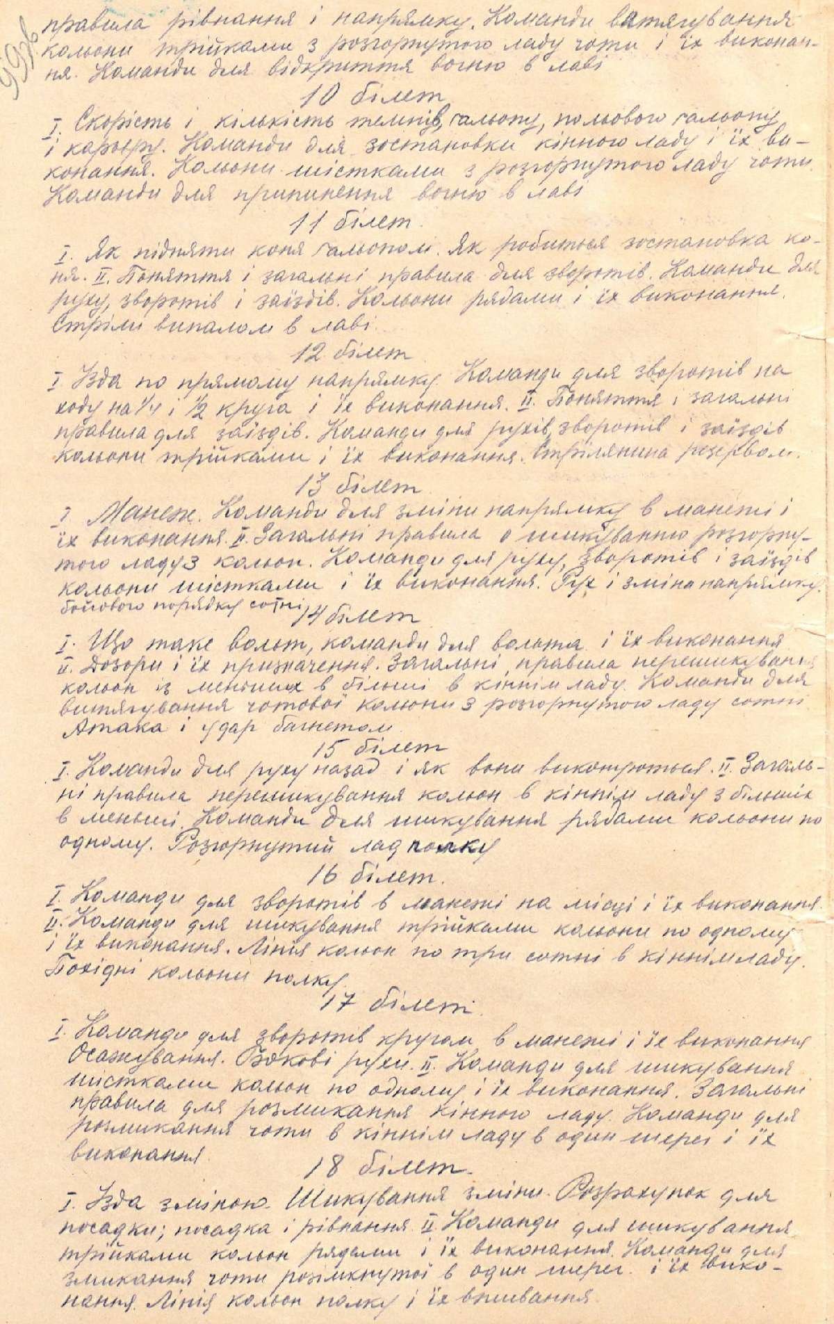 Програма муштрового статуту кінного відділу Спільної юнацької школи. [1921-1922 рр.]