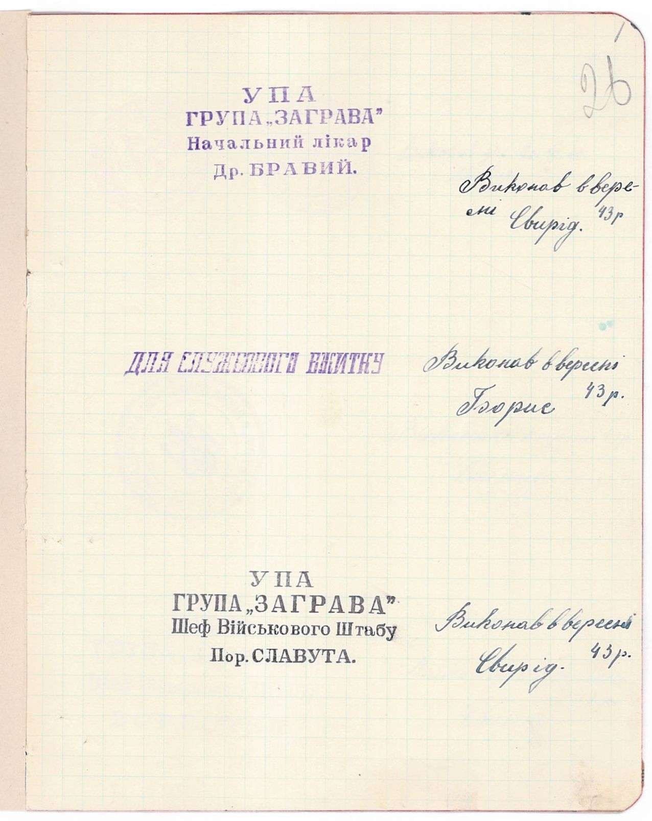 Печатки і штампи Української повстанської армії. 1943 р.