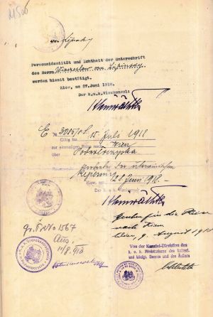 Дипломатичний паспорт В’ячеслава Липинського. Червень 1918 р. 