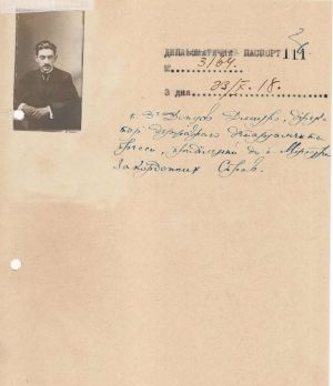 Дипломатичний паспорт Д. Донцова. 23 жовтня 1918 р.