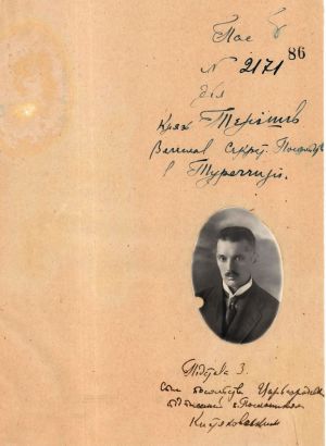 Дипломатичний паспорт В’ячеслава Тенішева. [1918 р.] 