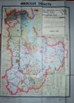 Карта радіаційного стану на території Київської області. 1991 р.