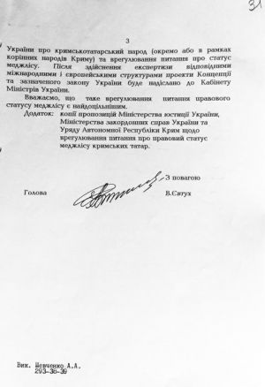 Лист голови Державного комітету України у справах національностей та міграції...