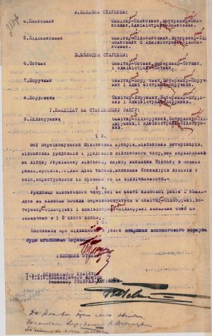 Наказ Головної команди Війська УНР (ч. 61) про встановлення “Вспомогового корпусу старшин”. 9 жовтня 1921 р.