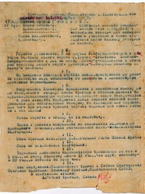 Наказ 1-ій бригаді 6-ої стрілецької дивізії розташуватися в районі с. Гнатівка та з інформацією про загрозу наступу більшовицьких військ на Малин тощо. 10 червня 1920 р.