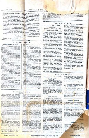 Часопис «Залізний стрілець» - орган Культурно-освітнього відділу 3-ї залізної стрілецької дивізії. Березень 1922 р.