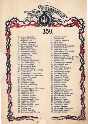 Список 359-ти [старшин та козаків Повстанської армії УНР].