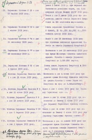 Зведення законів і постанов Уряду України про випуск нових грошових знаків у 1917-1921 рр. 5 квітня 1921 р.